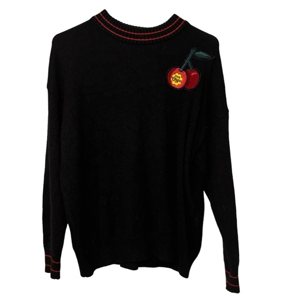RARE OZLANA CHUPA CHUPS WOOL BLEND CHERRY LOGO SWEATER WOMENS XL NOVELTY LE - Picture 1 of 12